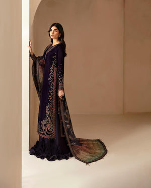 Jazmin EMBROIDERD micro 9000 velvet Embroidered 3 piece - 0079