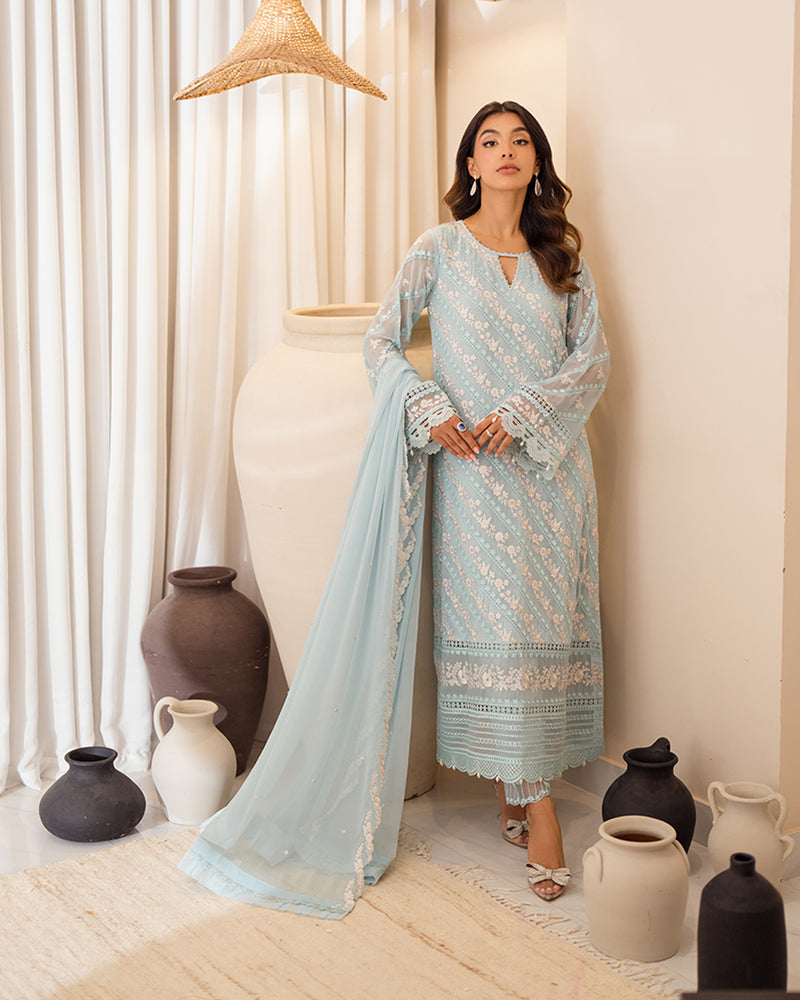 Azure MINT GLAZE Chiffon 3 Piece Dress - 20599