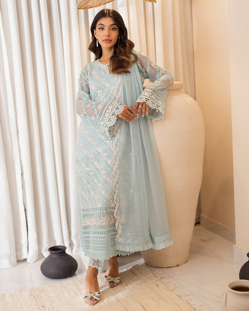 Azure MINT GLAZE Chiffon 3 Piece Dress - 20599