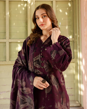 Baroque Farasha Winter Poly Khaddar Digital Print 3 Piece Dress - 0168