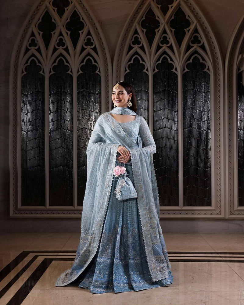 Faiza Saqlain MIYAH Embroidered & Hand Embellished Net Maxi