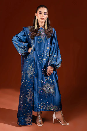 Nureh BLUE Raw Silk 3 Piece Dress - 0107