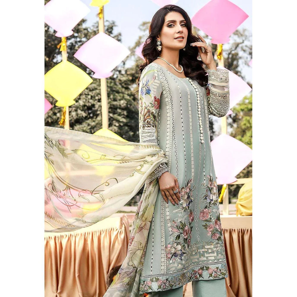 Elaf Festive PEWTER FLORAL Chikankari Lawn 3 pc - 08767