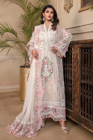 
            
                Load image into Gallery viewer, MariaB Mbroidered OFF WHITE Chiffon 3 pc - 09112
            
        