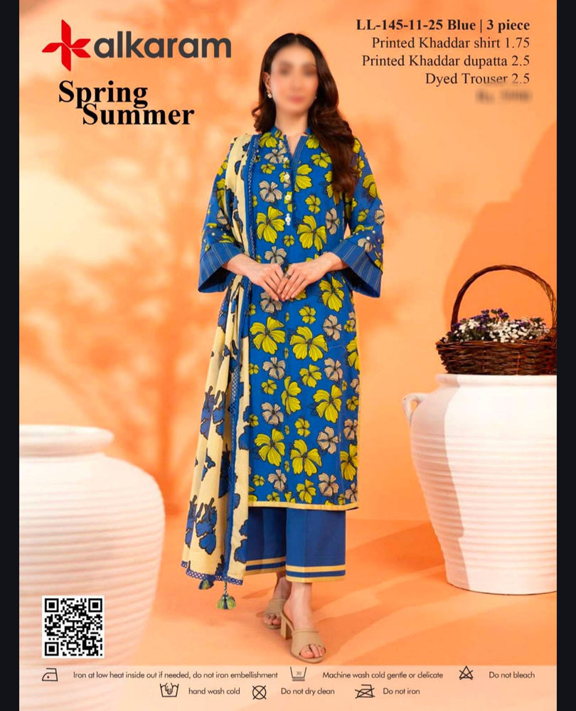 Al karam Khaddar Digital Print 3 Piece Dress - J0358