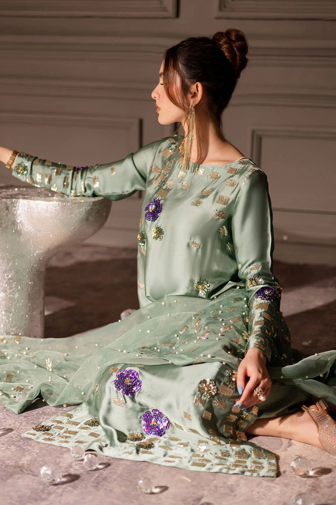 Nureh Rawsilk Hande Embellished & Embroidered 3 Piece Dress - J0194