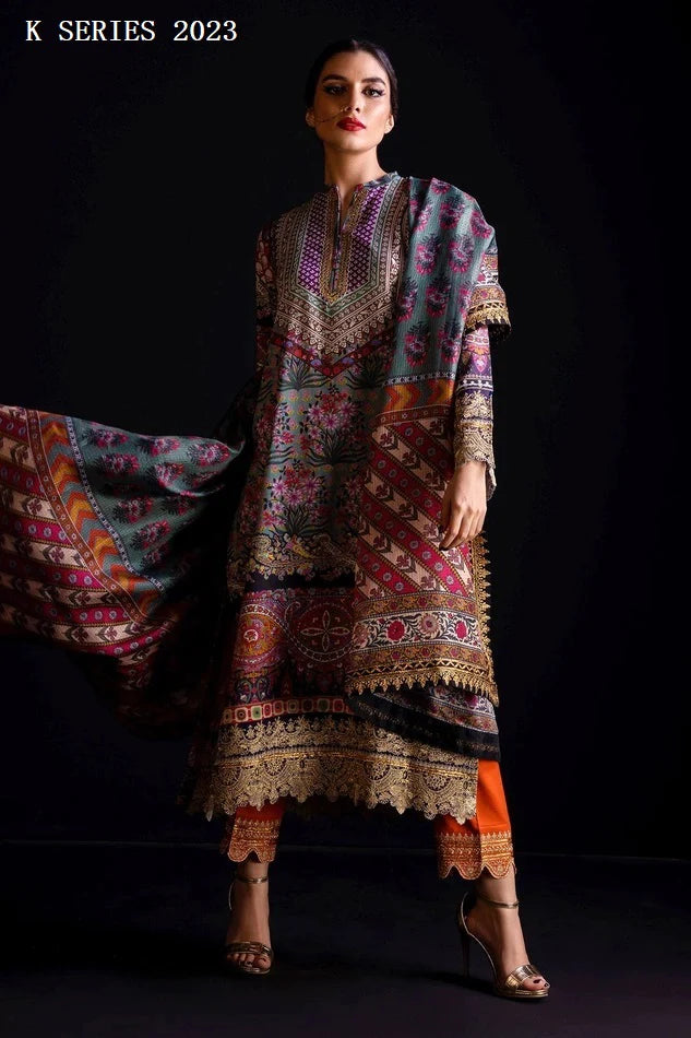 Khaadi Embroidered & Printed Lawn 3 pc - 08698