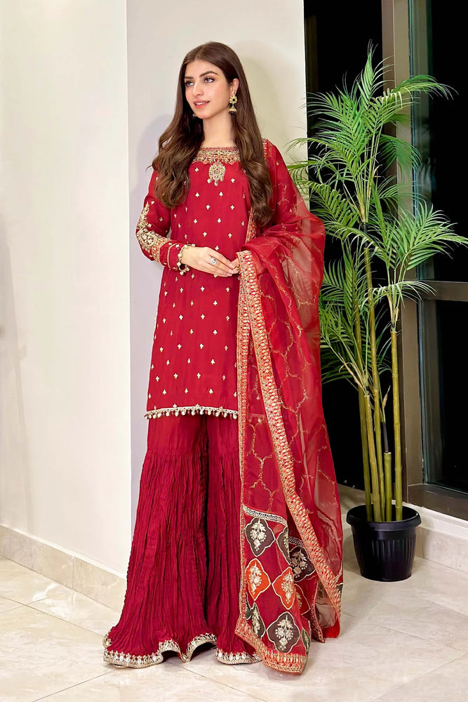 MariaB SF Maroon Raw Silk 3 pc - 09091