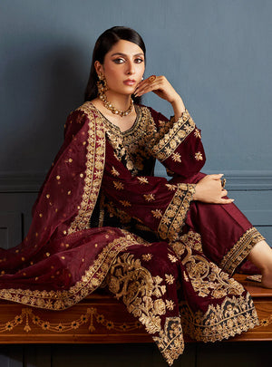 Zainab Chottani 5000 micro Velvet ZIBA 3 pc - 09849