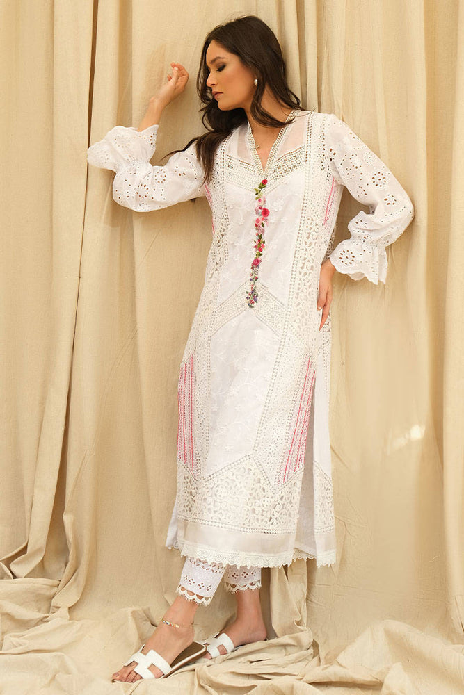 
            
                Load image into Gallery viewer, Farida Hassan Luxe Pret WHITE PATCHWORK Chickenkari Lawn 3 pc - 08699
            
        