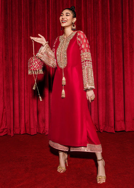 Hussain Rehar Luxury Pret The Guestlist AIMER Silk with Clutch 3pc - 09865