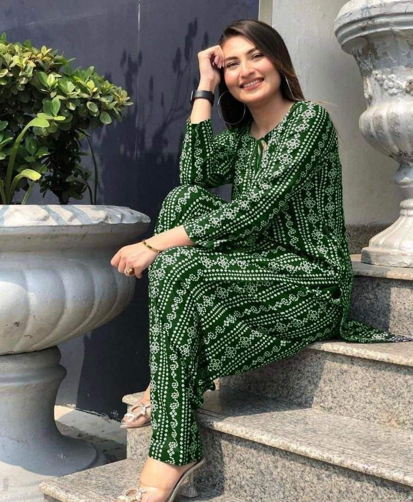 Fatima Noor Chunri Print Lawn 2 pc - 08980 - Green