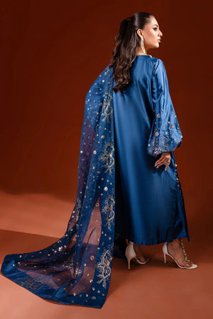 Nureh BLUE Raw Silk 3 Piece Dress - 0107