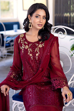 
            
                Load image into Gallery viewer, Azure Ensembles ANTIQUE ROUGE Chiffon 3 pc - 09258
            
        