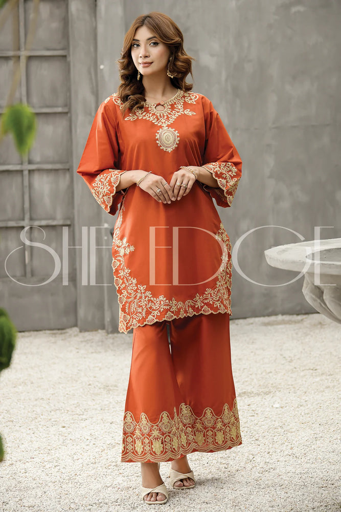 She Edge Embroidered Dhanak Winter 2 Piece Dress - J0624