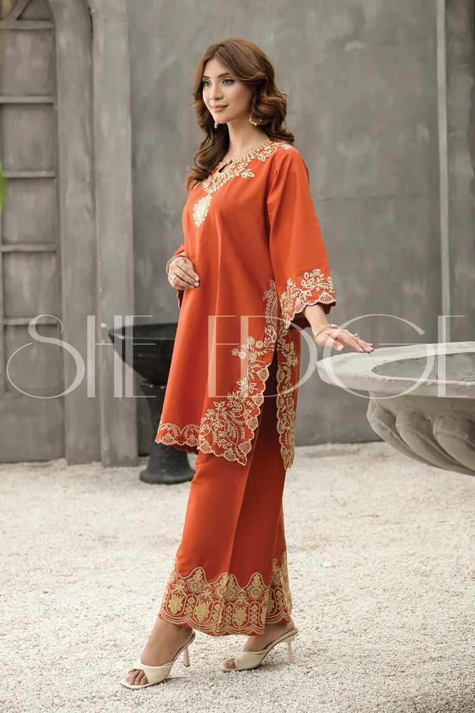 She Edge Embroidered Dhanak Winter 2 Piece Dress - J0624