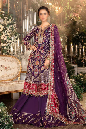 Maria B Mbroidered Wedding Formal 3 Piece Dress - 0499  Fashion Flare