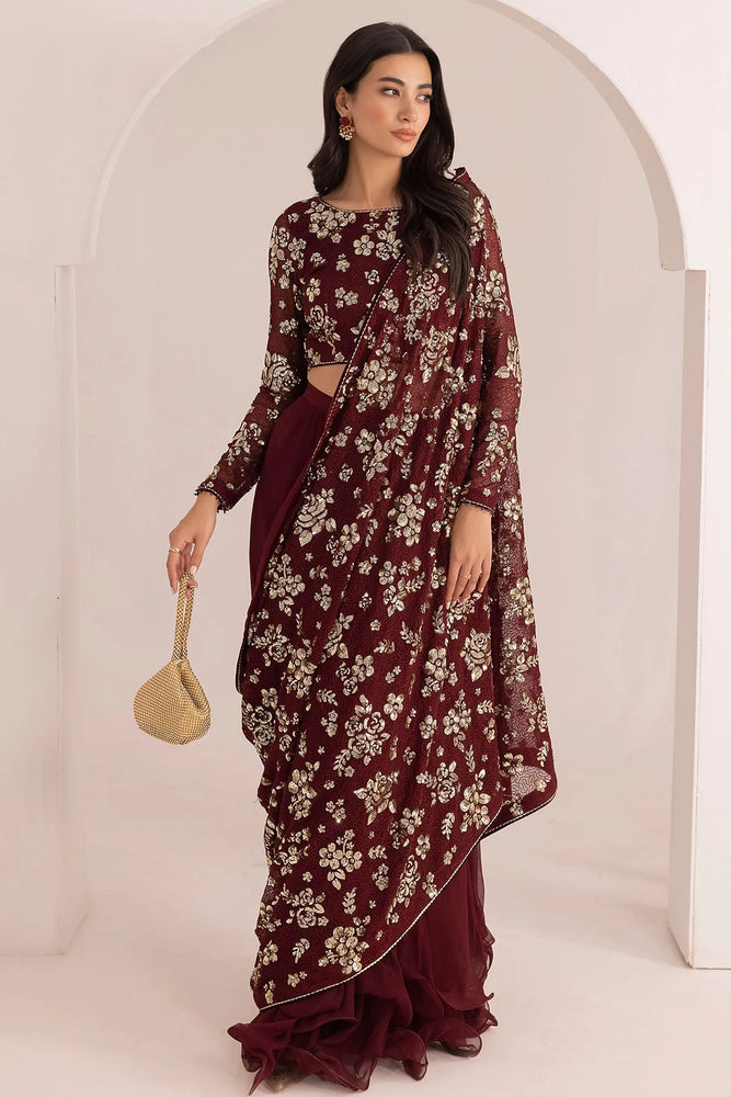 Jazmin MAROON Saree Chiffon - 11370