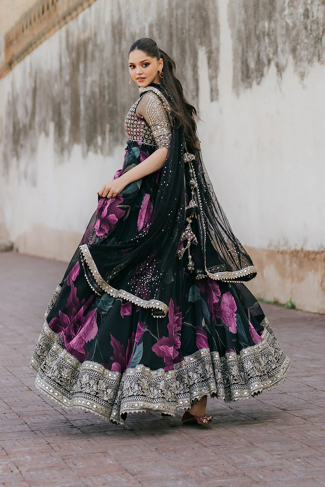 Iznik Chiffon Embroidered & Digital Print Maxi - J0485