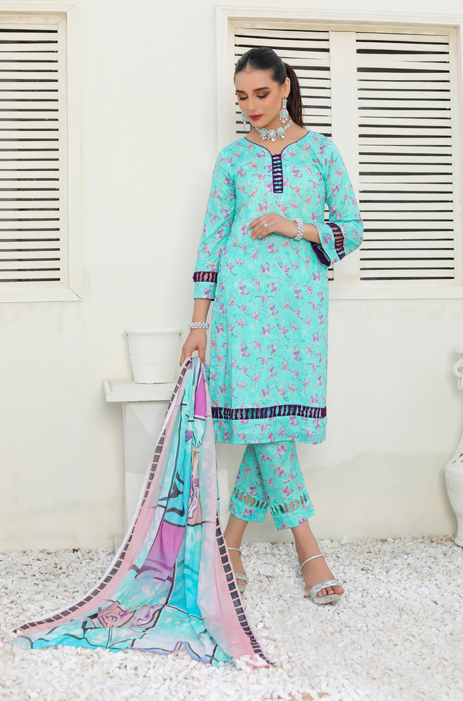 Fatima Noor Digital Printed Lawn 3 pc - 09790 - Stitched