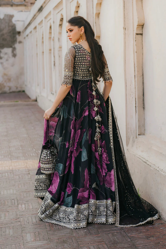 Iznik Chiffon Embroidered & Digital Print Maxi - J0485