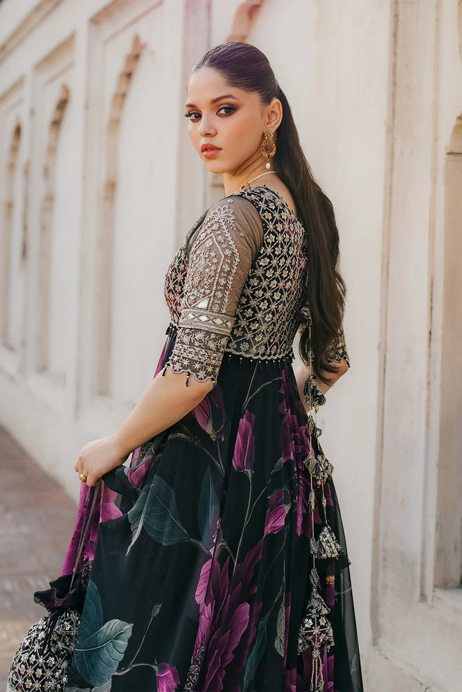 Iznik Chiffon Embroidered & Digital Print Maxi - J0485