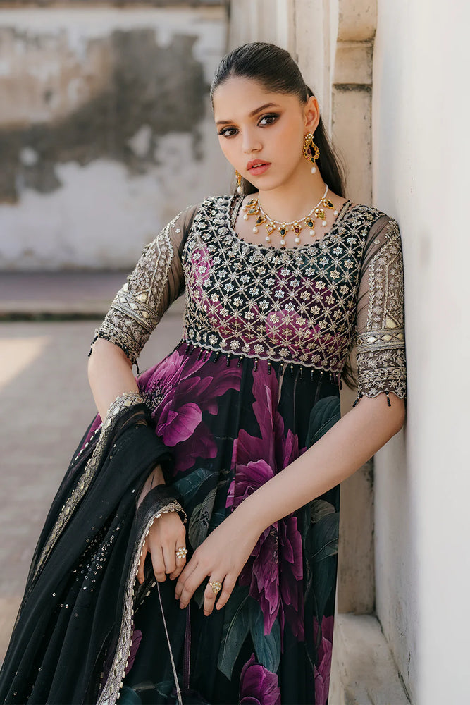 Iznik Chiffon Embroidered & Digital Print Maxi - J0485