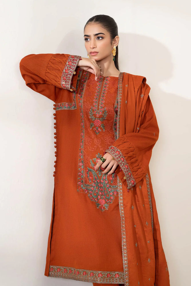 MariaB Luxury Pret Orange Cotton 3 pc - 09720