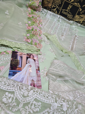 
            
                Load image into Gallery viewer, Azure Luxe FLORAL MINT Organza 3 pc - 08975
            
        