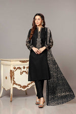 Bareeze BLACK Karandi 3 Piece with Shawl - 11199