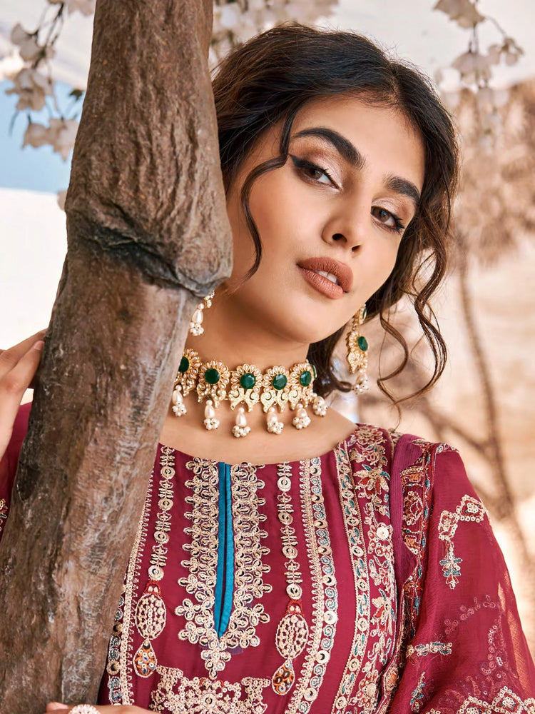 Emaan Adeel Eshaal Embroidered Chiffon 3 pc - 09086