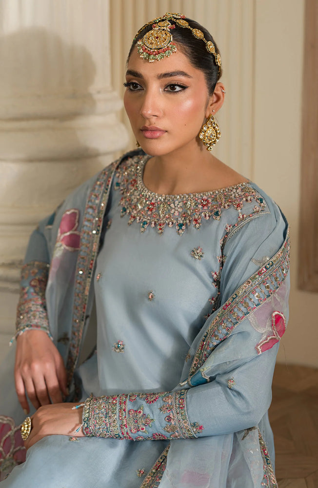Silk Embroidery Dress Pakistani Blue Pure Raw Silk Dress Silk Embroidery Dress Pakistani Blue Pure Raw Silk Dress