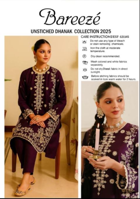 Bareeze Embroidered Dhanak Winter 2 Piece Dress - J0626