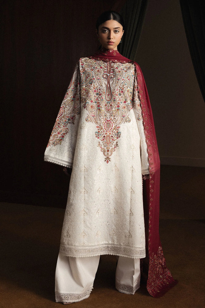 Zara Shahjahan Pure Soft Cotton Embroidered 3 Piece Dress - J2801  Fashion  Flare