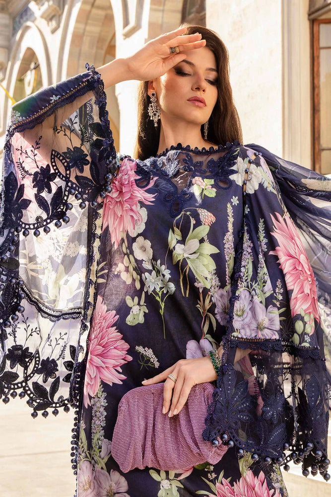 Maria b Lawn Embroidered & Printed 3 Piece Dress - 0445