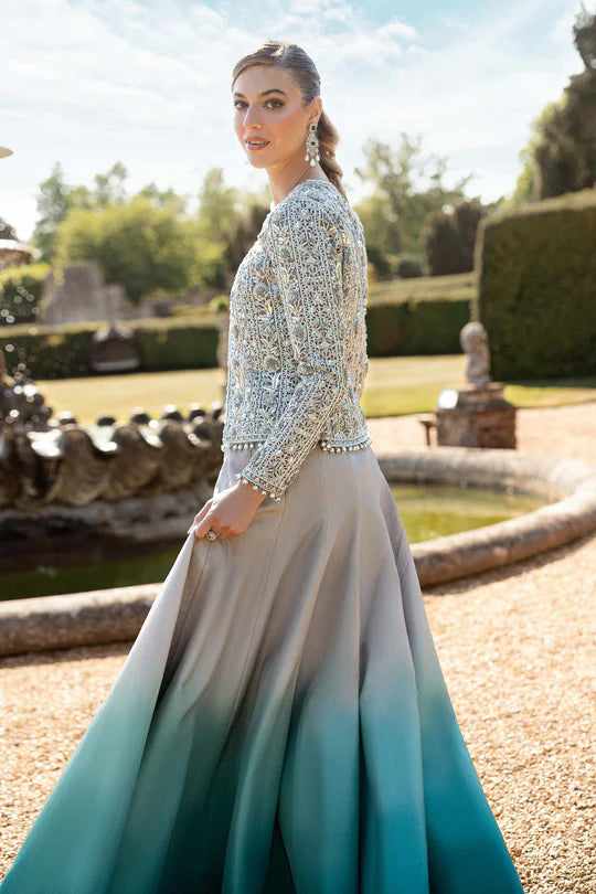 MariaB Silk Digital Print & Chiffon Embroidered Maxi - J1083