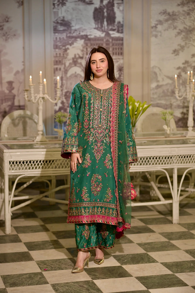 Aneelas Lawn Embroidered Luxury 3 Piece Dress