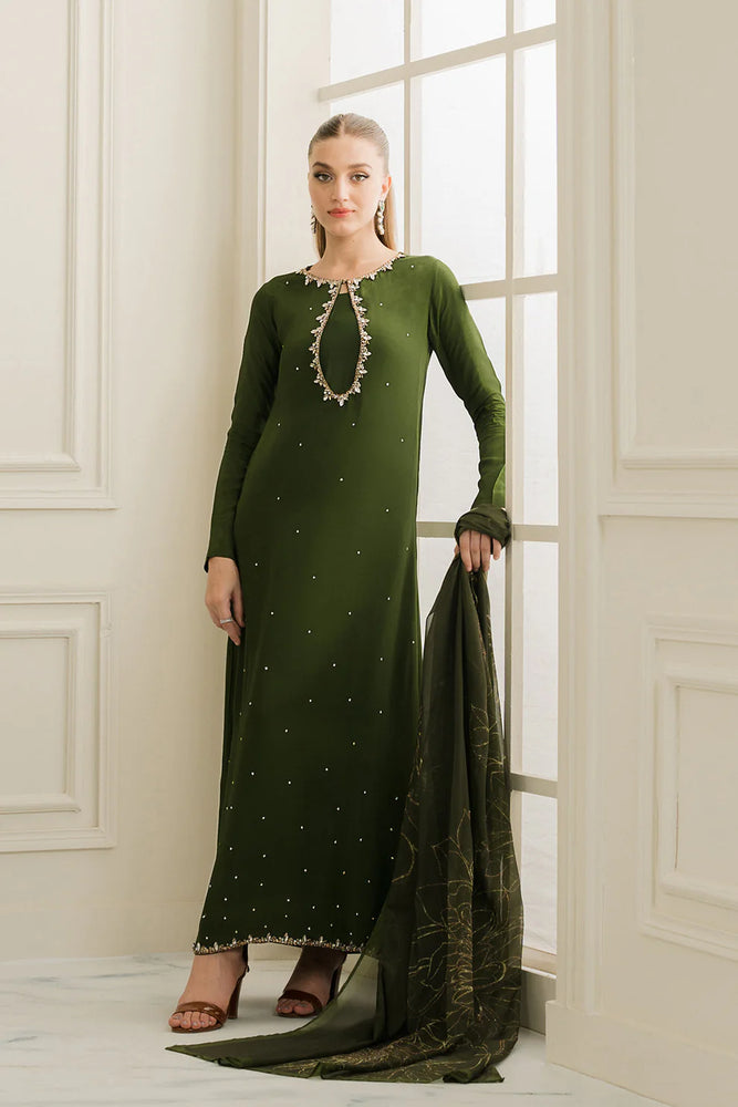 Lulusar Shamoz Silk Hand Embellished 3 Piece Dress