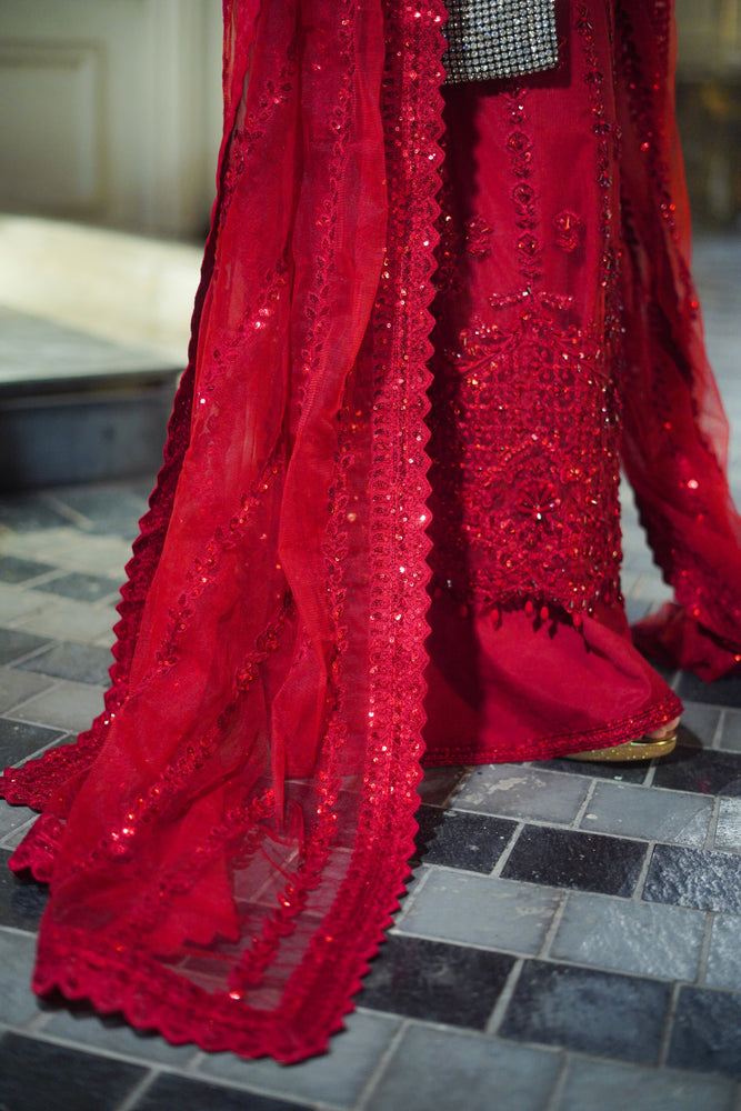 Aneelas Net Hand Embellished & Embroidered 3 Piece Dress - J0466