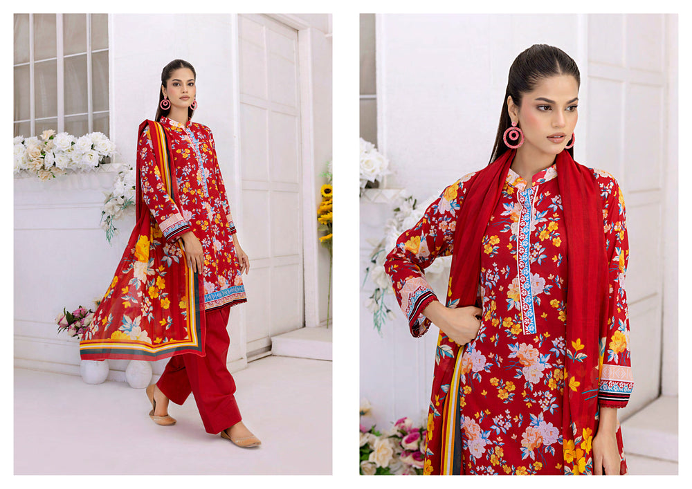 Original Factory Leftover Veena Durrani by Zohan Textile Digital Print Lawn 3 Piece Dress - 10708