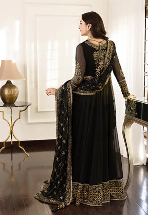 Asim Jofa MEERUB BLACK Chiffon 3 Piece - 11441