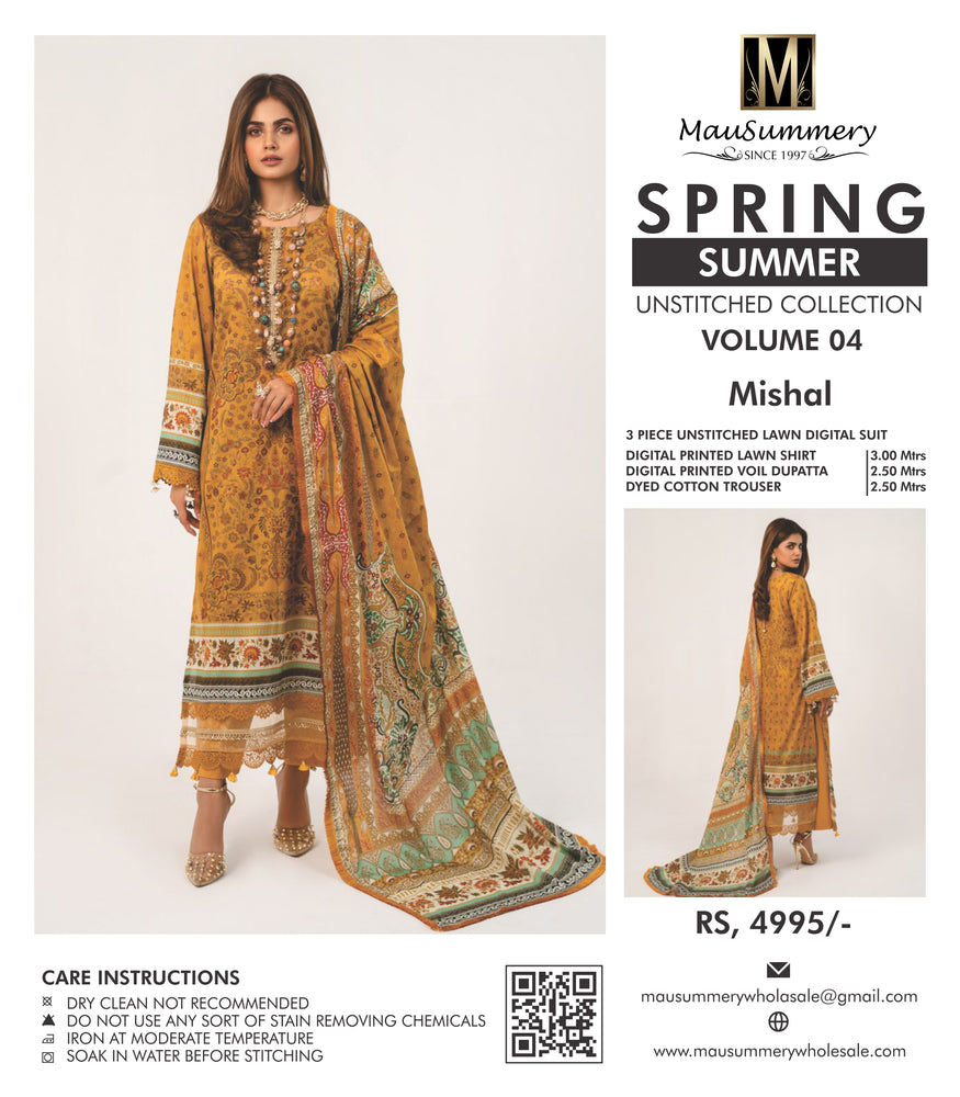 Original Mausammery Digital Printed Lawn 3 Piece - 10893