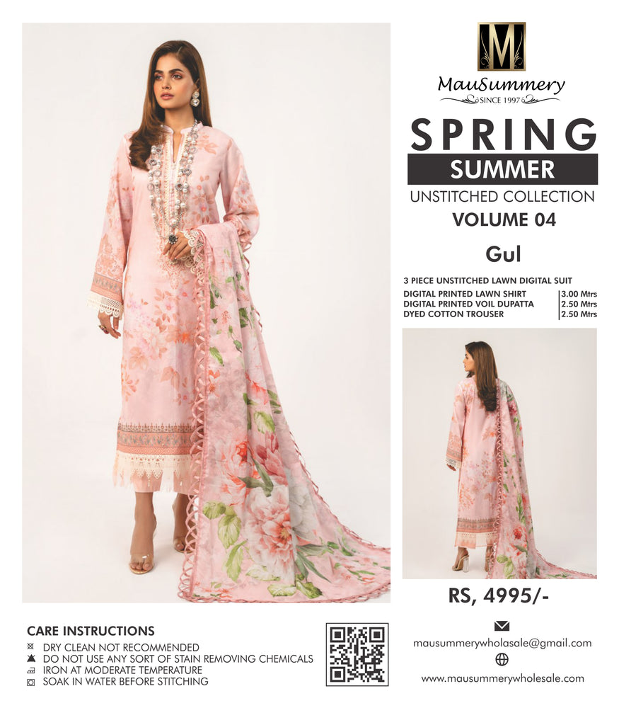 Original Mausammery Digital Printed Lawn 3 Piece - 10899