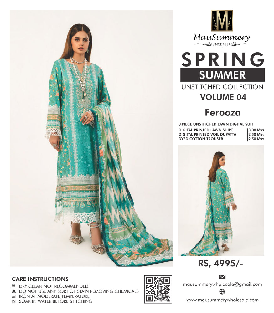 Original Mausammery Digital Printed Lawn 3 Piece - 10902