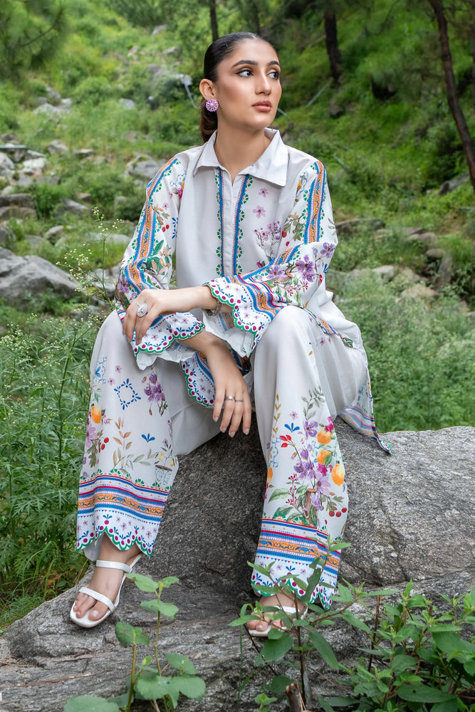 Original Factory Leftover Dhaga Poly Cambric Digital Print STITCHED 2 Piece Dress - J0928