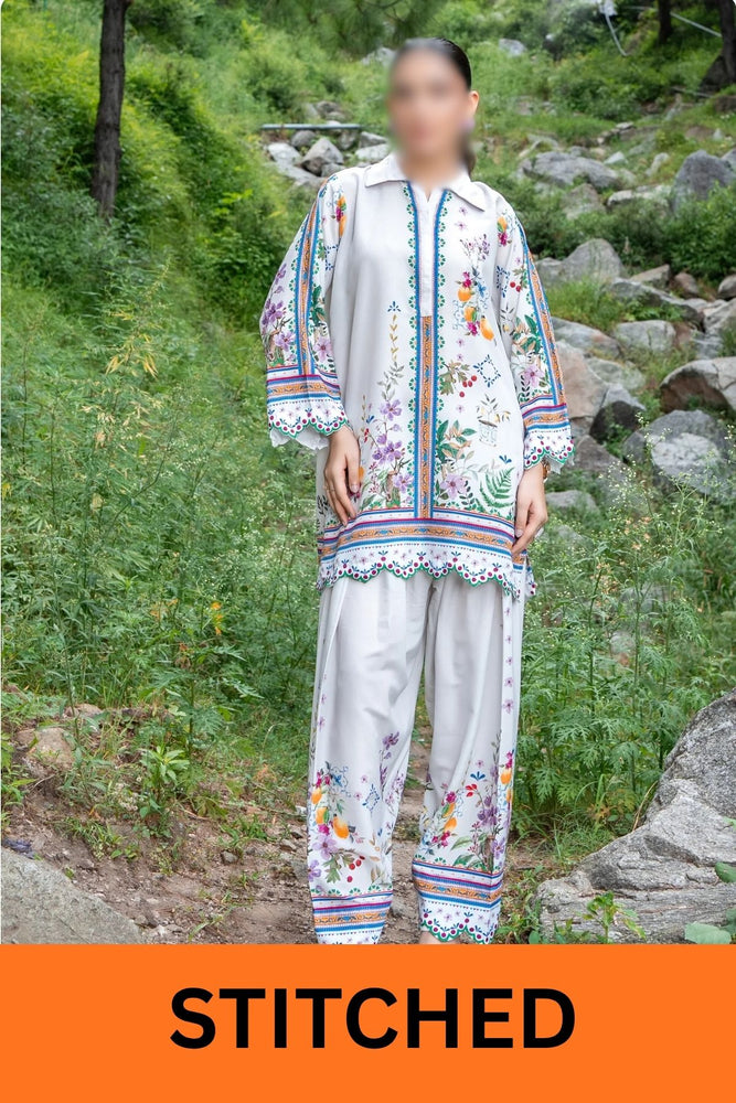 Original Factory Leftover Dhaga Poly Cambric Digital Print STITCHED 2 Piece Dress - J0928