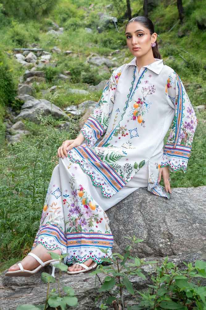 Original Factory Leftover Dhaga Poly Cambric Digital Print STITCHED 2 Piece Dress - J0928