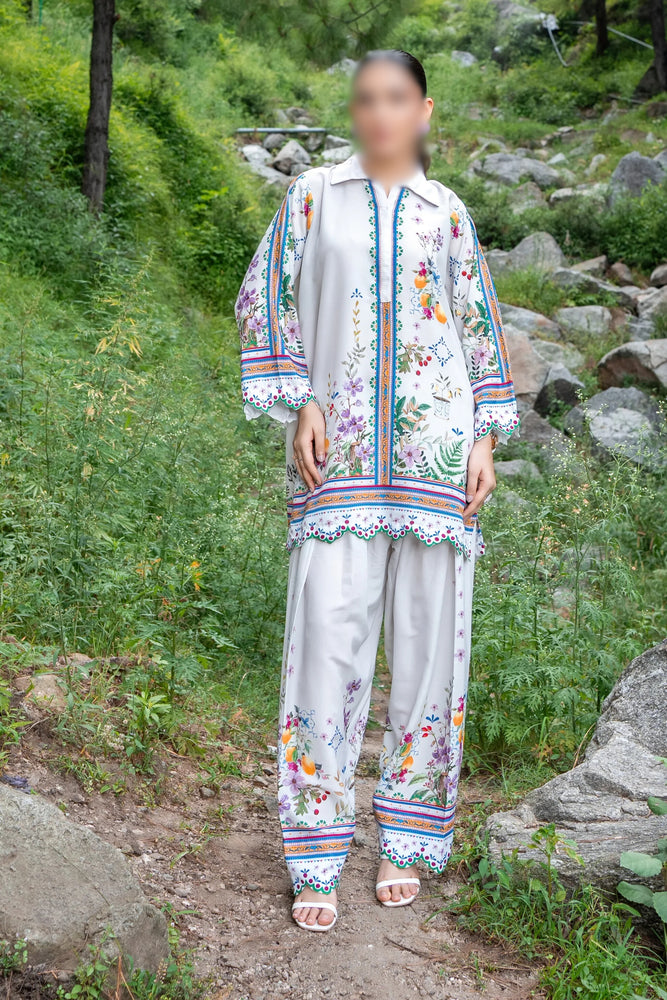 Original Factory Leftover Dhaga Poly Cambric Digital Print STITCHED 2 Piece Dress - J0928