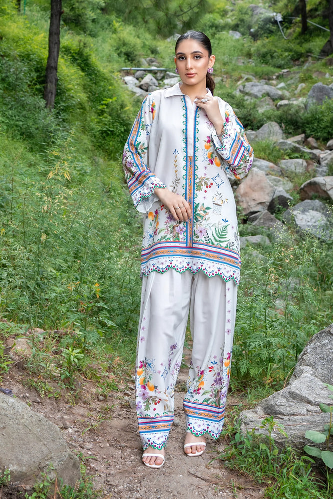 Original Factory Leftover Dhaga Poly Cambric Digital Print STITCHED 2 Piece Dress - J0928