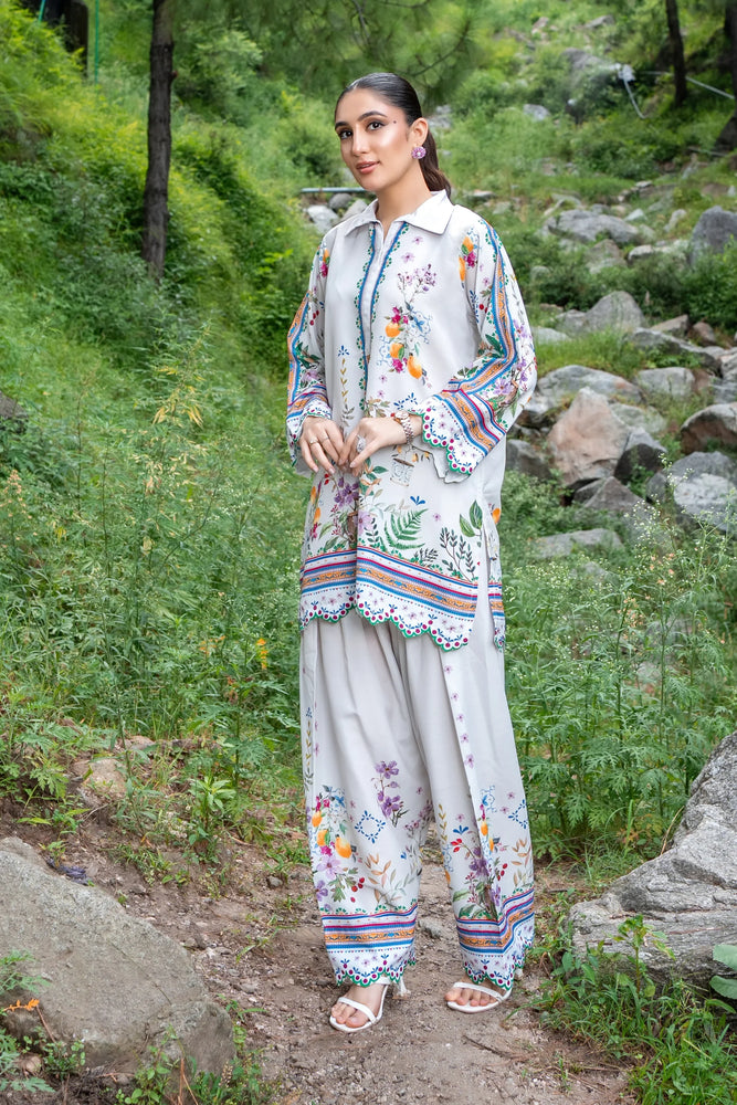 Original Factory Leftover Dhaga Poly Cambric Digital Print STITCHED 2 Piece Dress - J0928